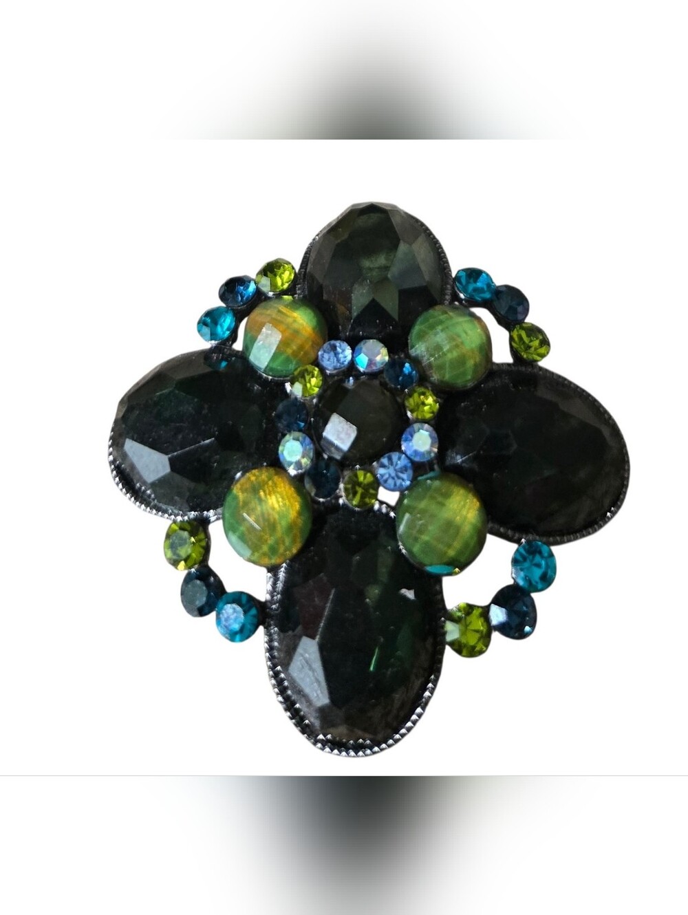 Green and Blue Statement Gem Brooch